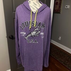Anvil Purple Graphic Long Sleeve Hoodie  All Sales Final